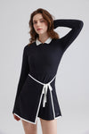 Zip-Up Collared Long Sleeve Dress