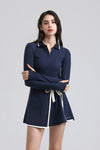 Zip-Up Collared Long Sleeve Dress