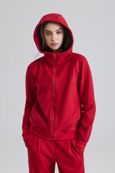 Full-Zip Cropped Hooded Jacket