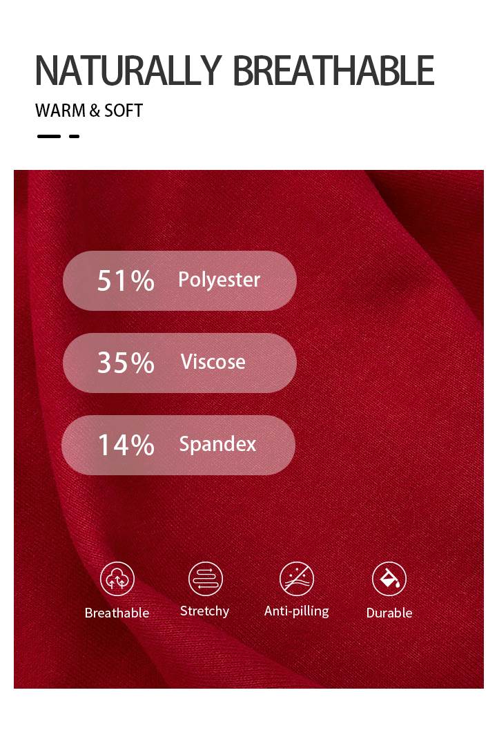 Red fabric with material composition details and properties