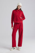 women tracksuit Casual Full-Zip Hoodie and Wide-Leg Pants Set