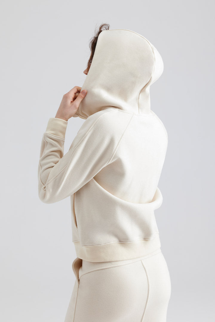 Women cream-colored hoodie yoga Full-Zip Hoodie
