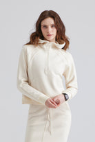 Woman cream-colored outfit Basic Half-Zip Hooded Pullover