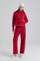 tracksuit Basic Half-Zip Hooded Pullover and Leggings Sets