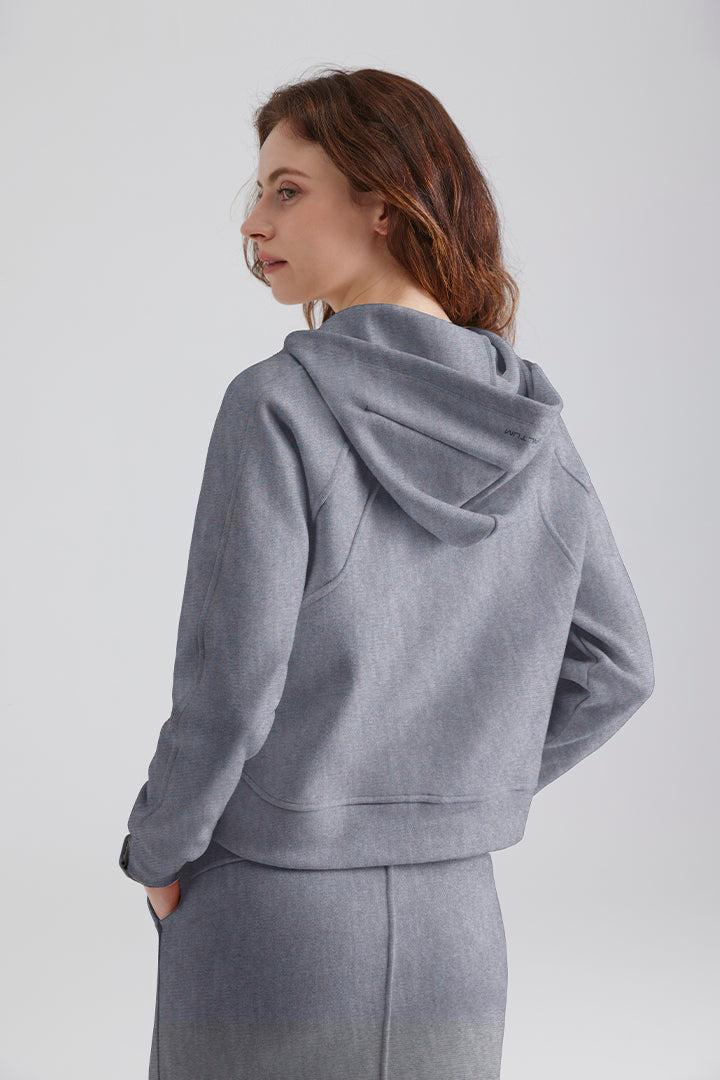women gray hoodie and skirts sets