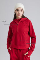 women half-zip hoodie Oversized Funnel-Neck Half Zip