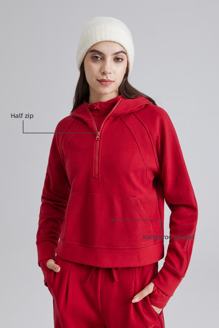 women half-zip hoodie Oversized Funnel-Neck Half Zip