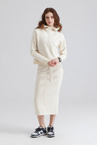 saltum Women Oversized Funnel-Neck Half Zip Hooded Pullover