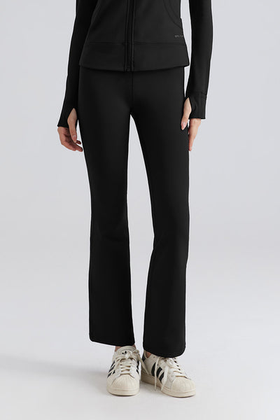 Fleece-Lined High-Waisted Basic Flare Leggings