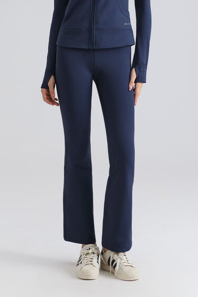 Fleece-Lined High-Waisted Basic Flare Leggings