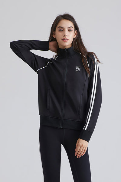 Fleece-Lined Stand Collar Bomber Jacket