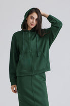 Woman Comfort Lightweight green Hoodie Sweatshirt and skirt set