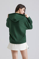Person green comfort hoodie and white skirt Matching Sets