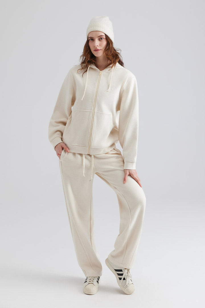 women beige tracksuit and beanie Matching Sets