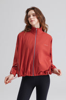 saltum women red jacket with pockets and adjustable hem