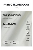 Fabric technology description card with sweat-wicking properties and material
