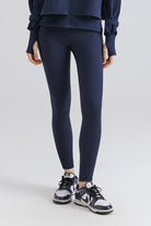 navy leggings and a matching top 