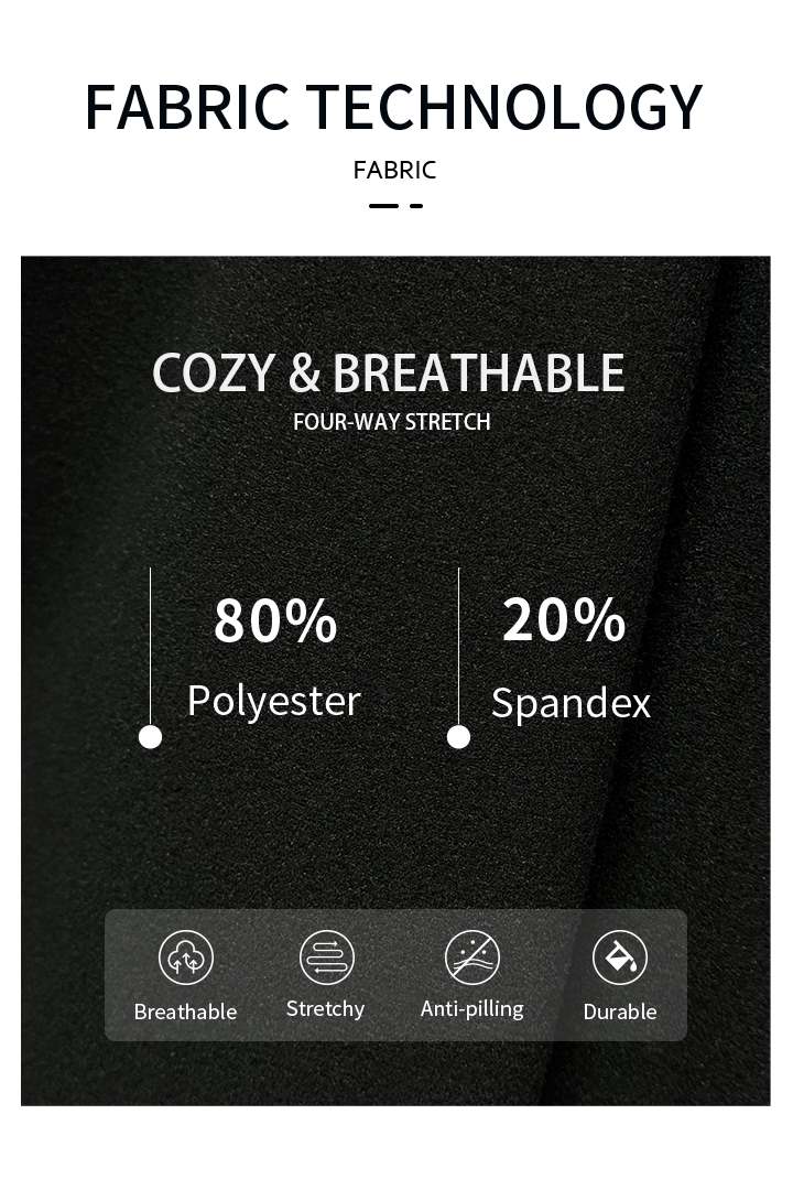 Fabric technology description with black fabric background and text details.