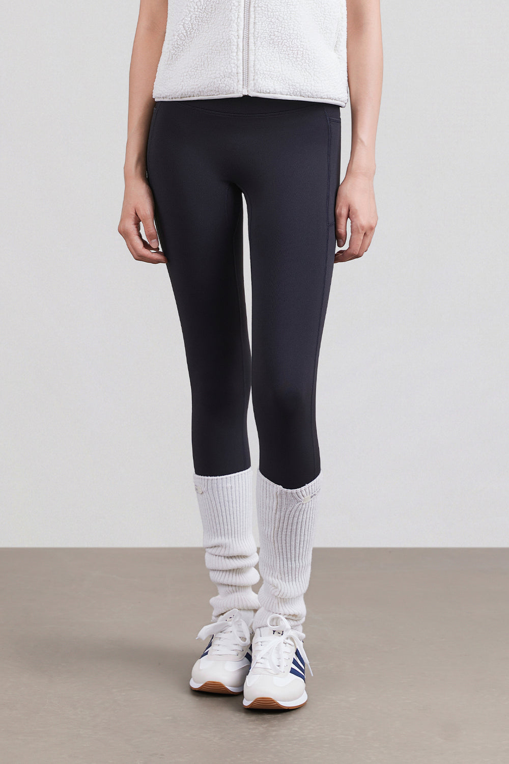 Leggings na Mataas ang Baywang at May Balangkas na Balahibo, 7/8 ang Haba