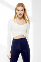 Crossover Long Sleeve Crop Top - SALTUM SPORTS