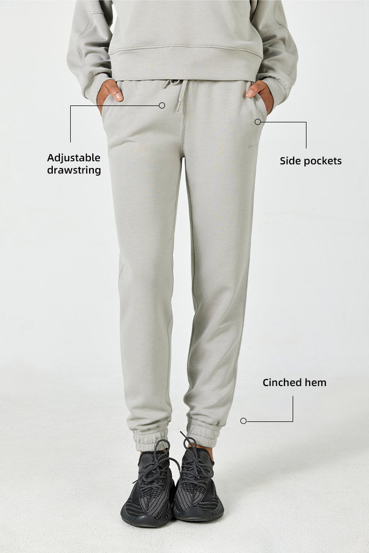 High-Rise Jogger with Side Pockets Stone Grey