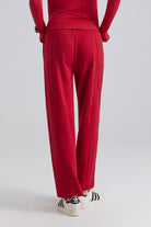 Red outfit high-waisted pants with side pockets