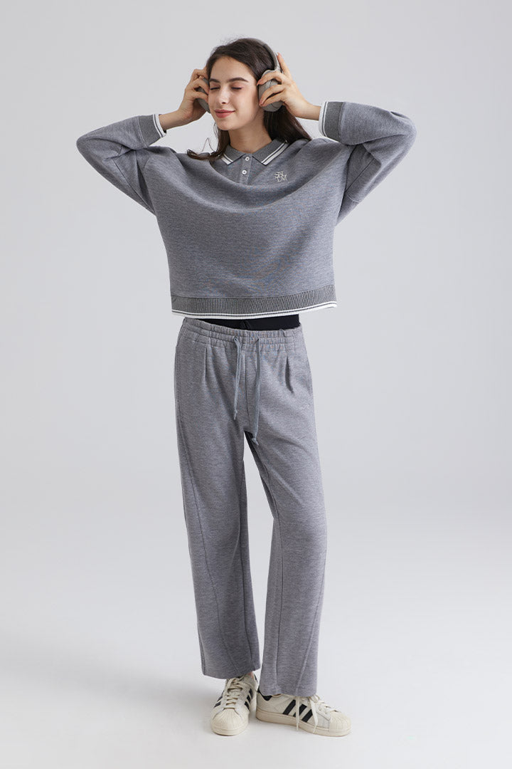 gray sweatshirt and pants Straight Leg Pants Drawstring Lounge Pants