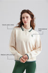 Polo Collar Pullover Long-Sleeve Sweatshirt
