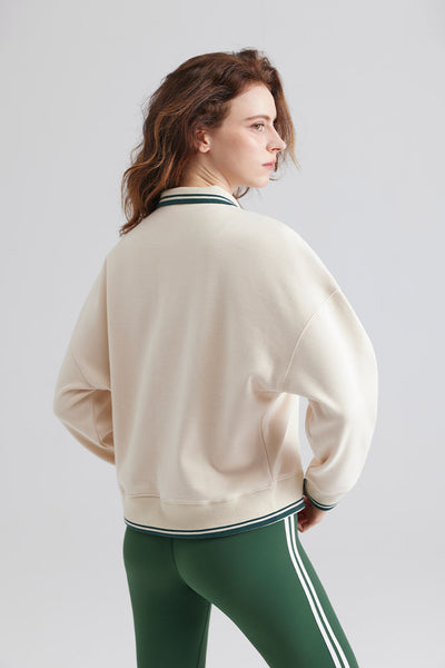 Polo Collar Pullover Long-Sleeve Sweatshirt