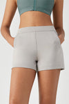 AeroChic™ Running Short for Women with Side Pockets-Stone Grey - SALTUM SPORTS