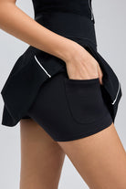 FlexEase™ Ruched Mini Skirt Highline Mini Tennis Skirt With Pockets black