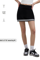 Black skirt with white stripes Contrast Trim Mini Skirt Lined Island Club Mini Skirt