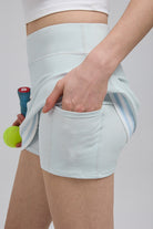 Light blue Womens Golf Skort athletic shorts with a pocket