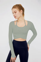 Crossover Long Sleeve Crop Top - SALTUM SPORTS