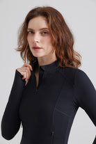 Woman black wetsuit Cold Weather Cropped Quarter Zip with pockets
