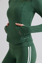 Green athletic outfit Women Athletic Jacket Quarter Zip Pullover Cropped Workout Jacket with pockets