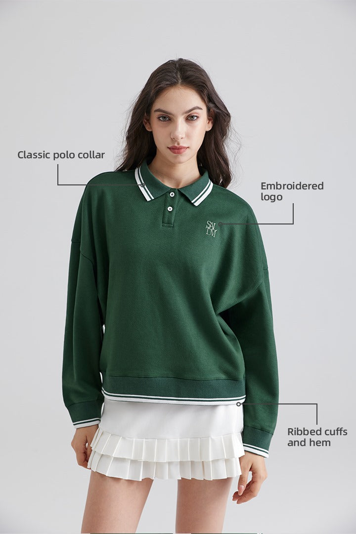 Woman green polo shirt and Tennis Dress
