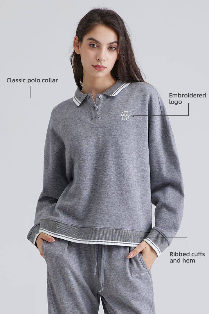 Saltum Sports Woman gray tracksuit Sport Polo Sweater 