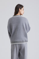 women gray polo sweater and pants set 