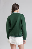 Women's Polo Pullover Long-Sleeve Sweatshirt and Skirts