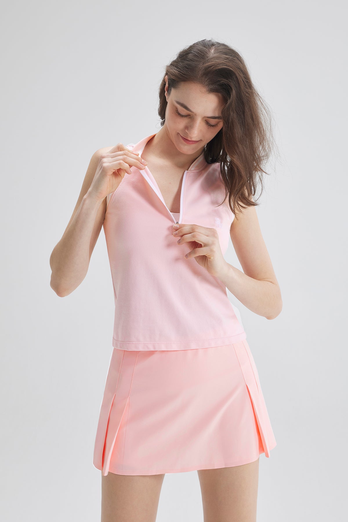SALTUM Colorblock Sleeveless Tennis Top pale-dogwood