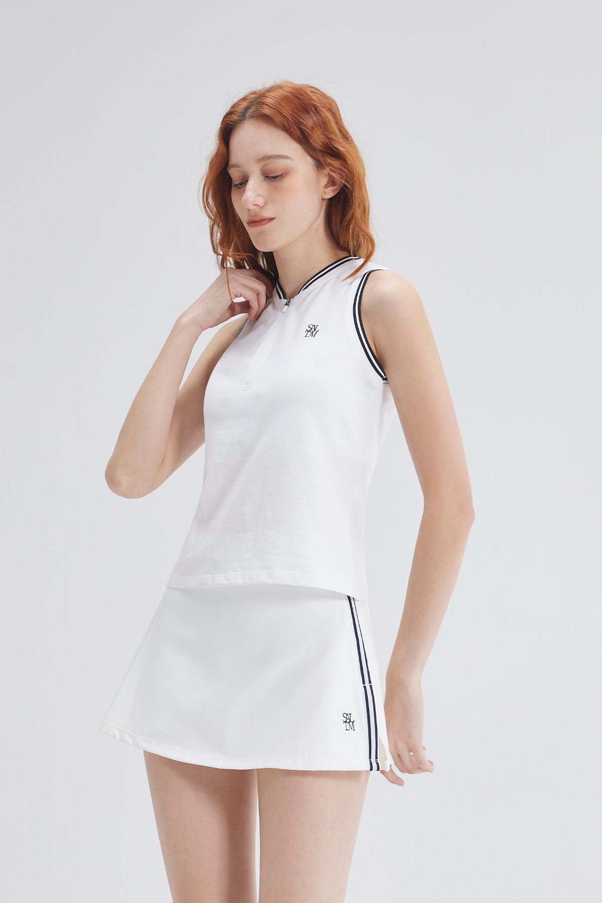 SALTUM Colorblock Sleeveless Tennis Top white