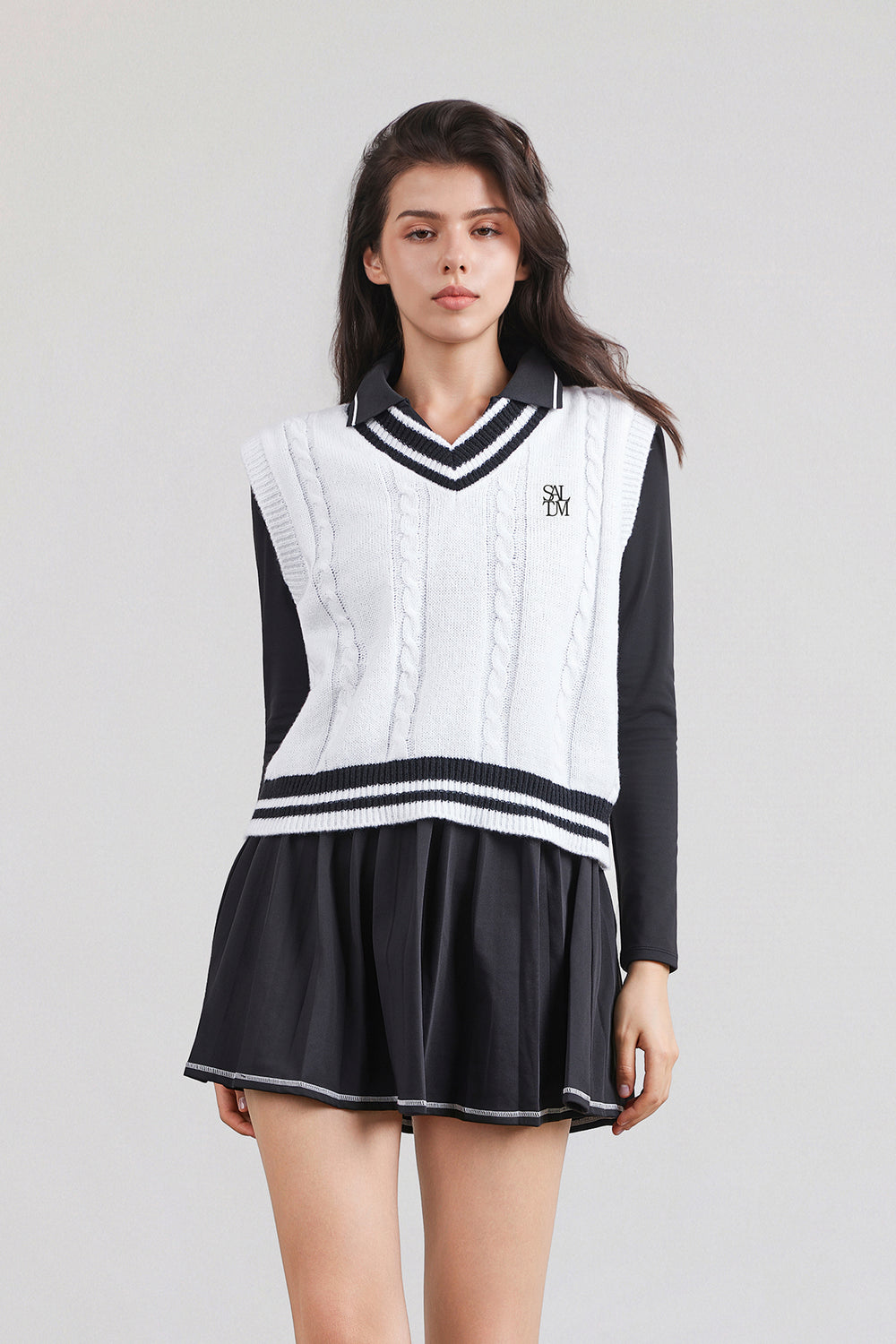 Vest na Sweater na Cable-Knit at V-Neck