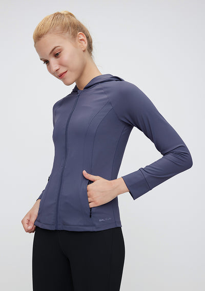 Lightweight Full-Zip Hooded Workout Sweatshirts with Pockets - SALTUM SPORTS