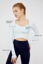 Crossover Long Sleeve Crop Top - SALTUM SPORTS