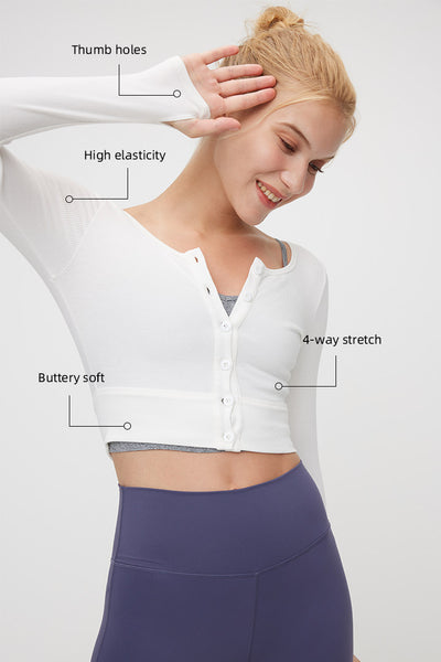 Long Sleeve Cropped Cardigan - SALTUM SPORTS