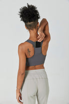 Hitense™ Racerback Sports Bra-Charcoal Grey - SALTUM SPORTS