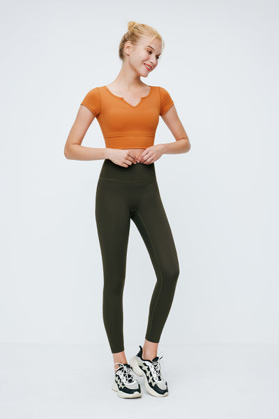 V Neck Short Sleeve Crop Top - SALTUM SPORTS