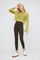 Olive green Sustainable Everyday-Women's Loose Mesh Sheer Tops