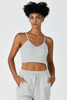 CloudFleece™ Adjustable Cropped Cami-Lt Flecked Grey - SALTUM SPORTS